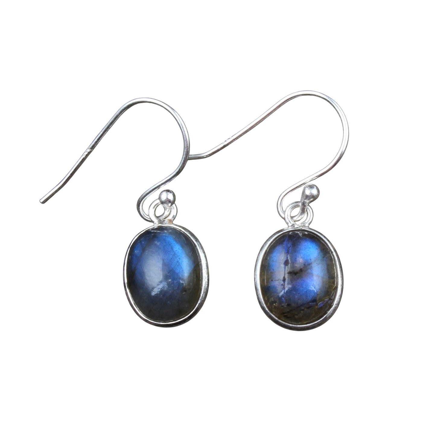 Dangle Labradorite Earrings Handmade Bezel 925 Sterling Silver Oval Gemstone Earrings Lightweight Jewelry