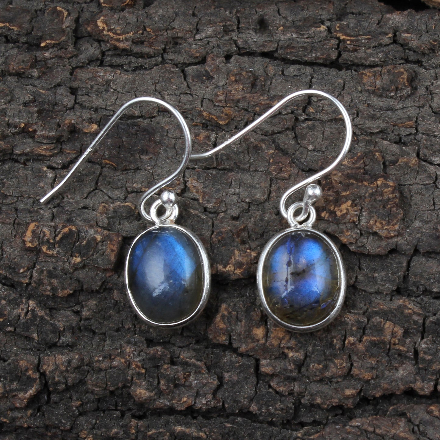 Dangle Labradorite Earrings Handmade Bezel 925 Sterling Silver Oval Gemstone Earrings Lightweight Jewelry