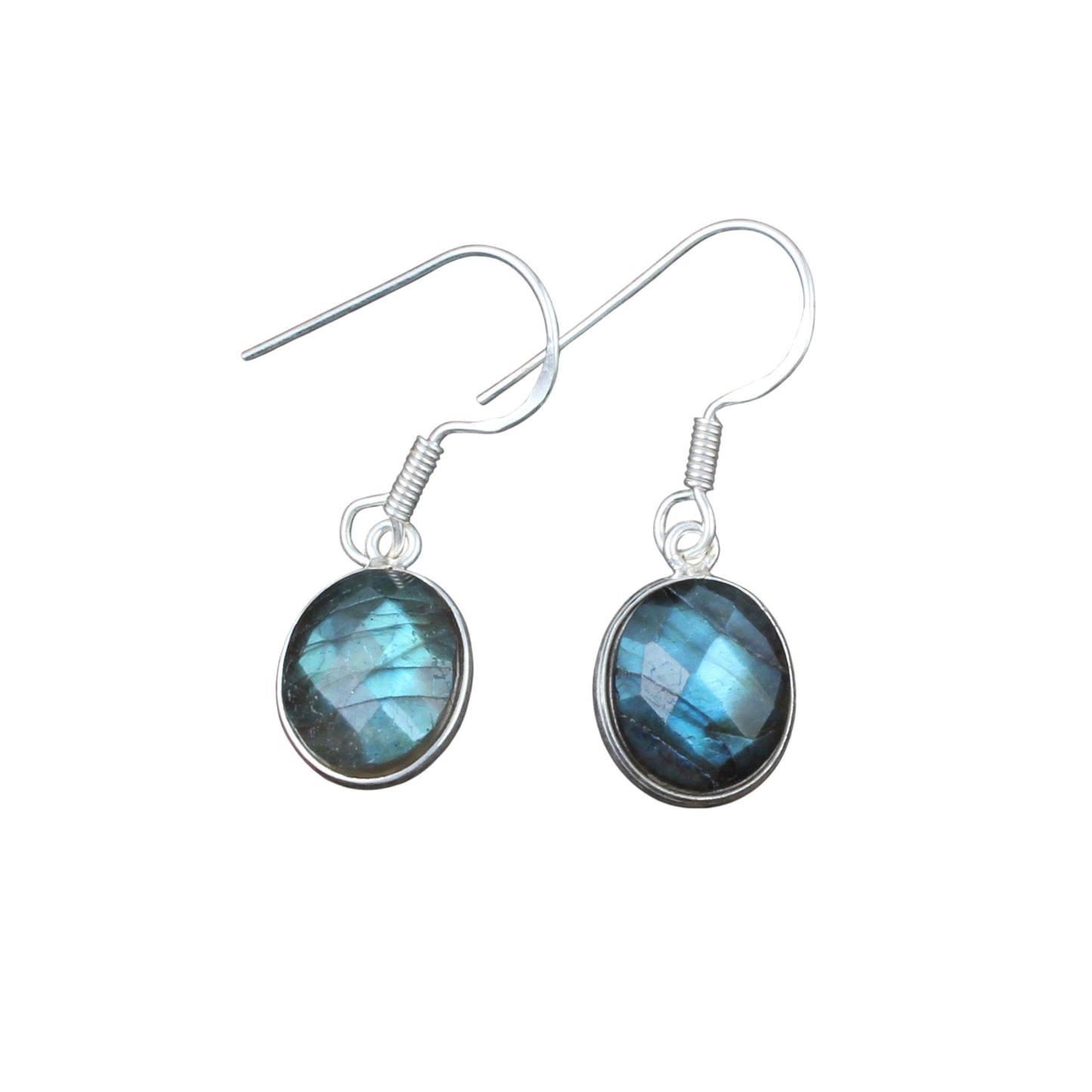 Faceted Labradorite Earrings Handmade Bezel 925 Sterling Silver Gemstone Earrings Jewelry Birthday Gift For Her