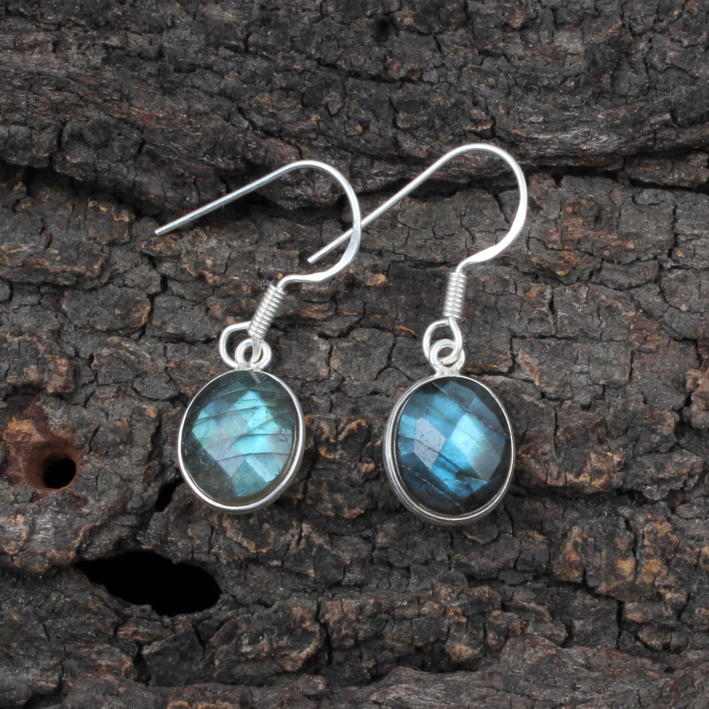 Faceted Labradorite Earrings Handmade Bezel 925 Sterling Silver Gemstone Earrings Jewelry Birthday Gift For Her