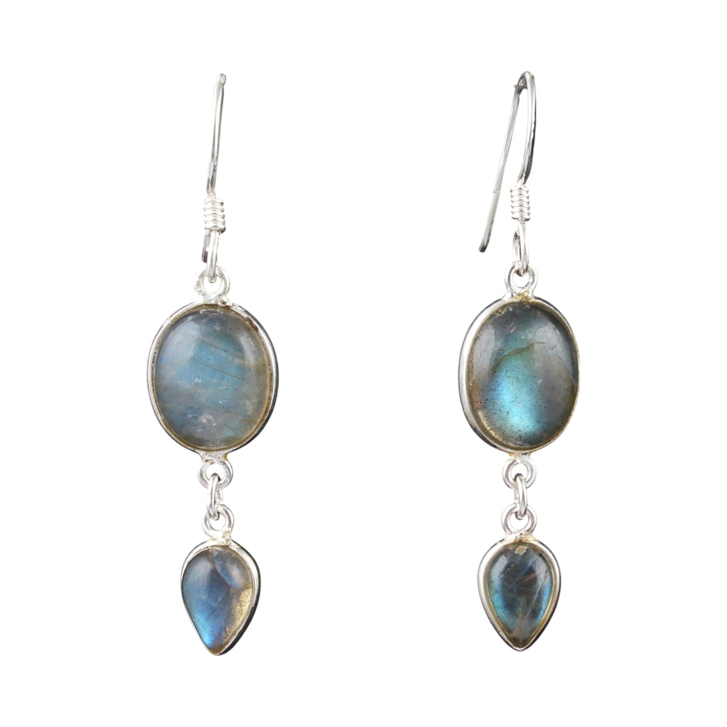 Dangle Labradorite Earrings Handmade Bezel 925 Sterling Silver Natural Gemstone Earrings Jewelry