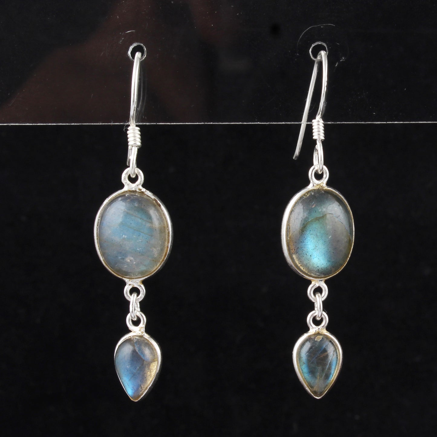 Dangle Labradorite Earrings Handmade Bezel 925 Sterling Silver Natural Gemstone Earrings Jewelry