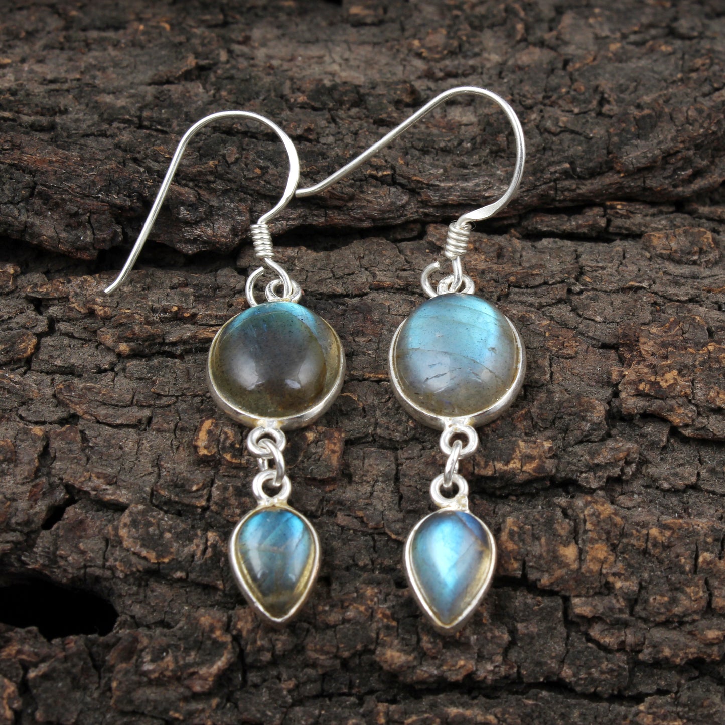 Dangle Labradorite Earrings Handmade Bezel 925 Sterling Silver Natural Gemstone Earrings Jewelry