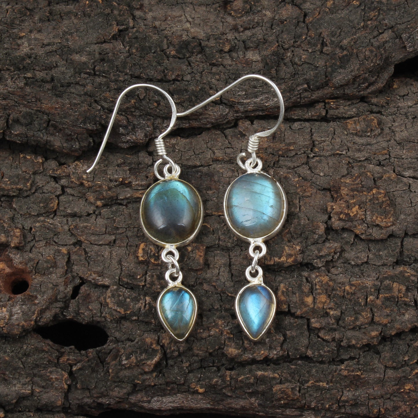Dangle Labradorite Earrings Handmade Bezel 925 Sterling Silver Natural Gemstone Earrings Jewelry