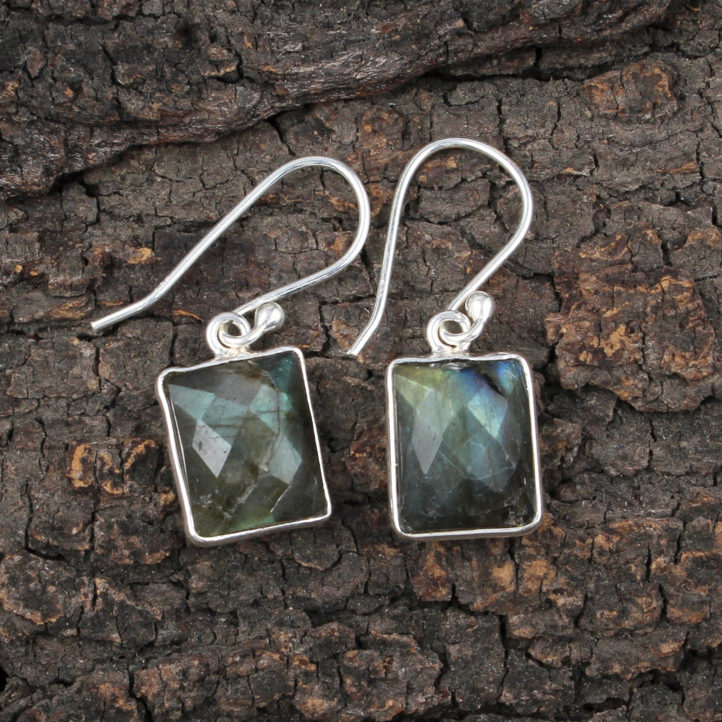 Faceted Labradorite Earrings Handmade Bezel 925 Sterling Silver Gemstone Earrings Birthday Gift For Her