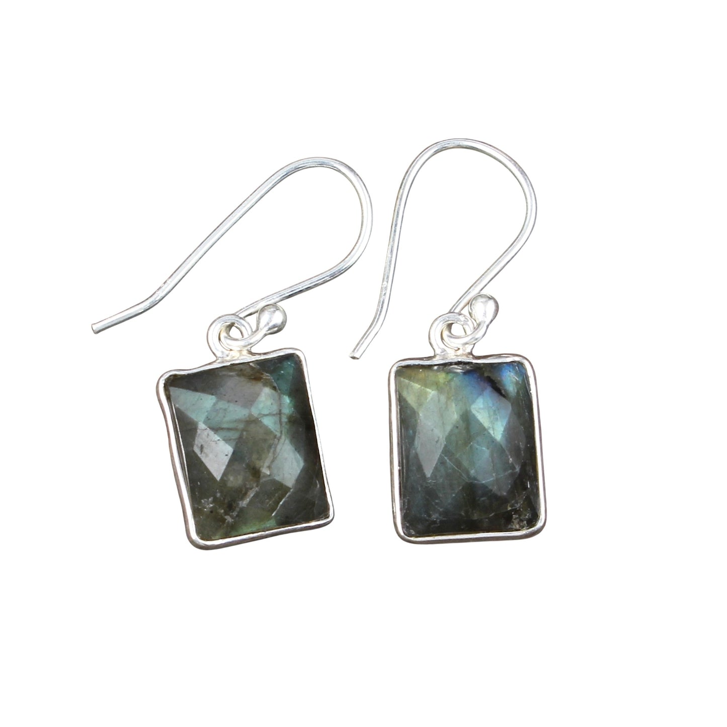 Faceted Labradorite Earrings Handmade Bezel 925 Sterling Silver Gemstone Earrings Birthday Gift For Her