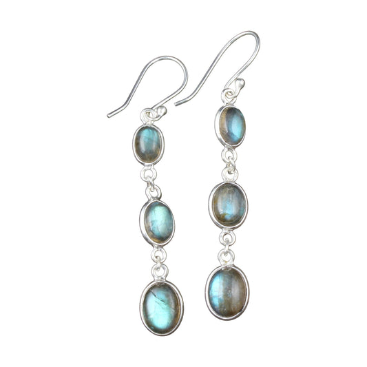 Long Dangle Labradorite Earrings Handmade Bezel 925 Sterling Silver Natural Gemstone Earrings Jewelry