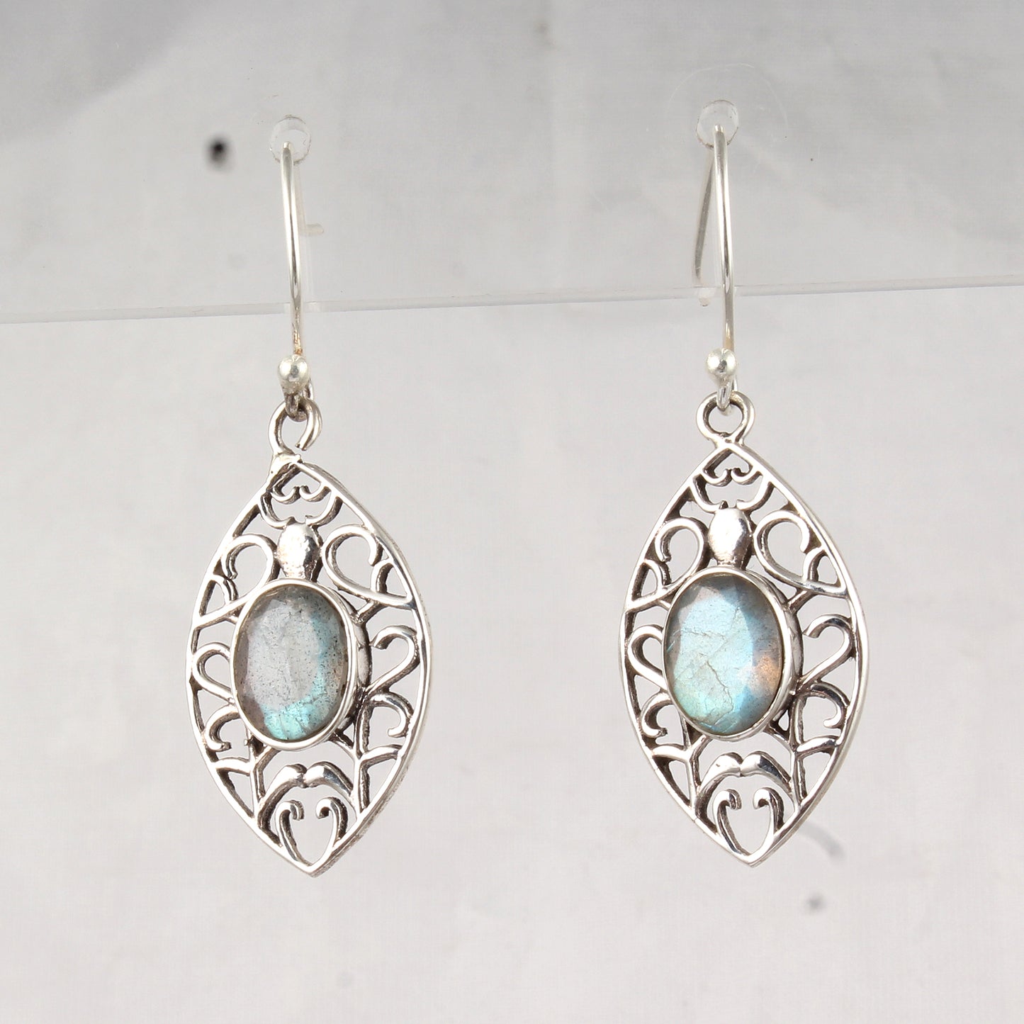 Natural Labradorite Earrings Handmade Artisan 925 Sterling Silver Faceted Gemstone Earrings Jewelry