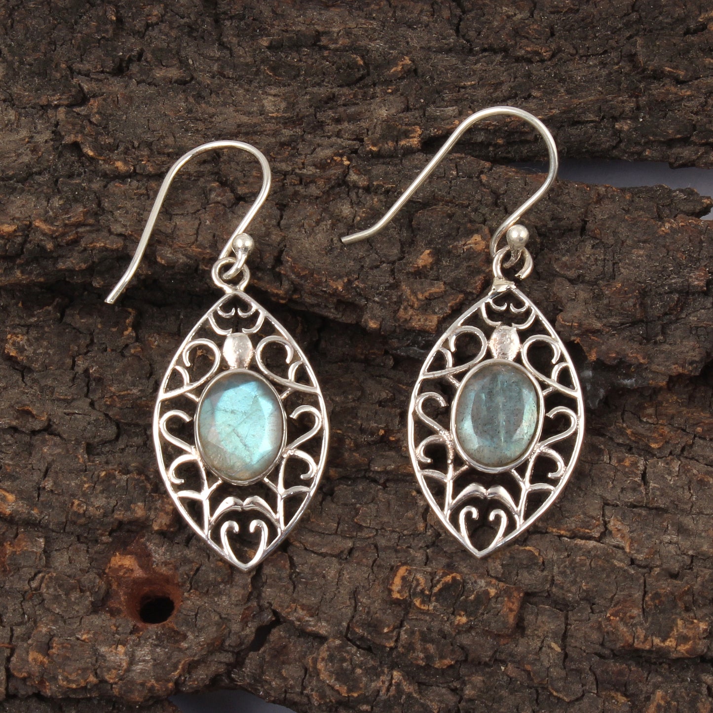 Natural Labradorite Earrings Handmade Artisan 925 Sterling Silver Faceted Gemstone Earrings Jewelry