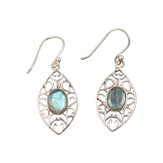 Natural Labradorite Earrings Handmade Artisan 925 Sterling Silver Faceted Gemstone Earrings Jewelry