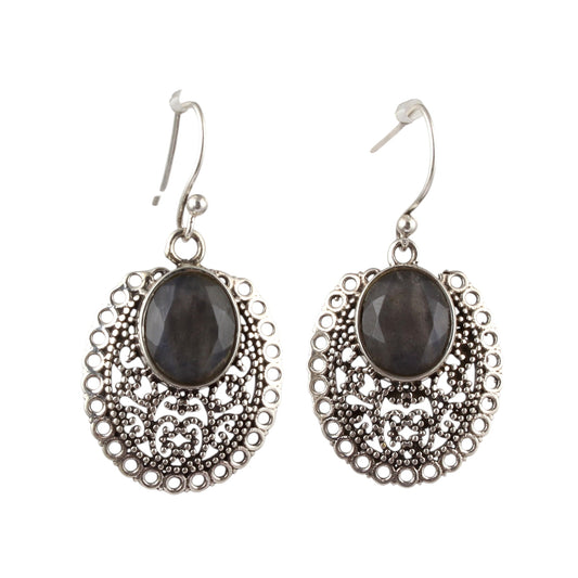 Labradorite Earrings Handmade Vintage 925 Sterling Silver Faceted Gemstone Earrings Jewelry Gift For Her