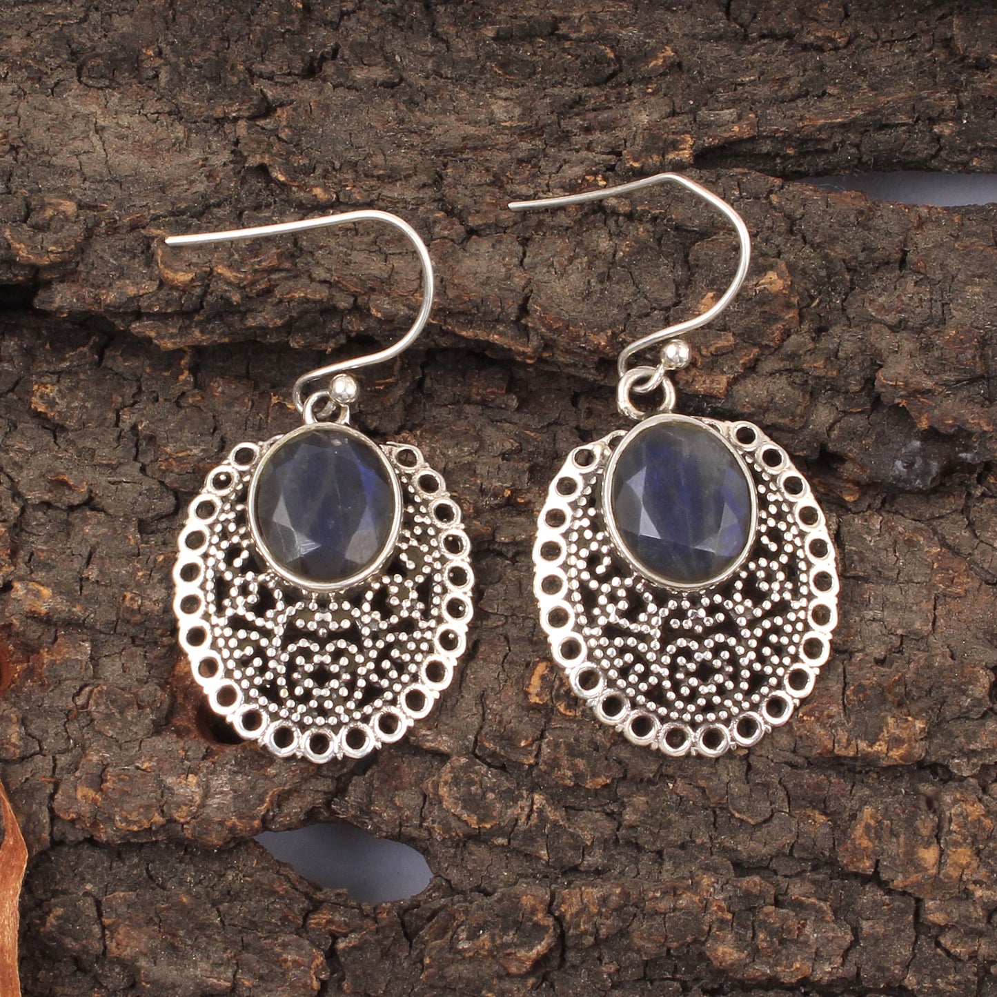 Labradorite Earrings Handmade Vintage 925 Sterling Silver Faceted Gemstone Earrings Jewelry Gift For Her