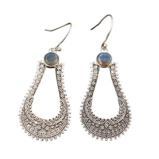 Traditional Labradorite Earrings Handmade Vintage 925 Sterling Silver Faceted Gemstone Earrings Jewelry Gift For Her