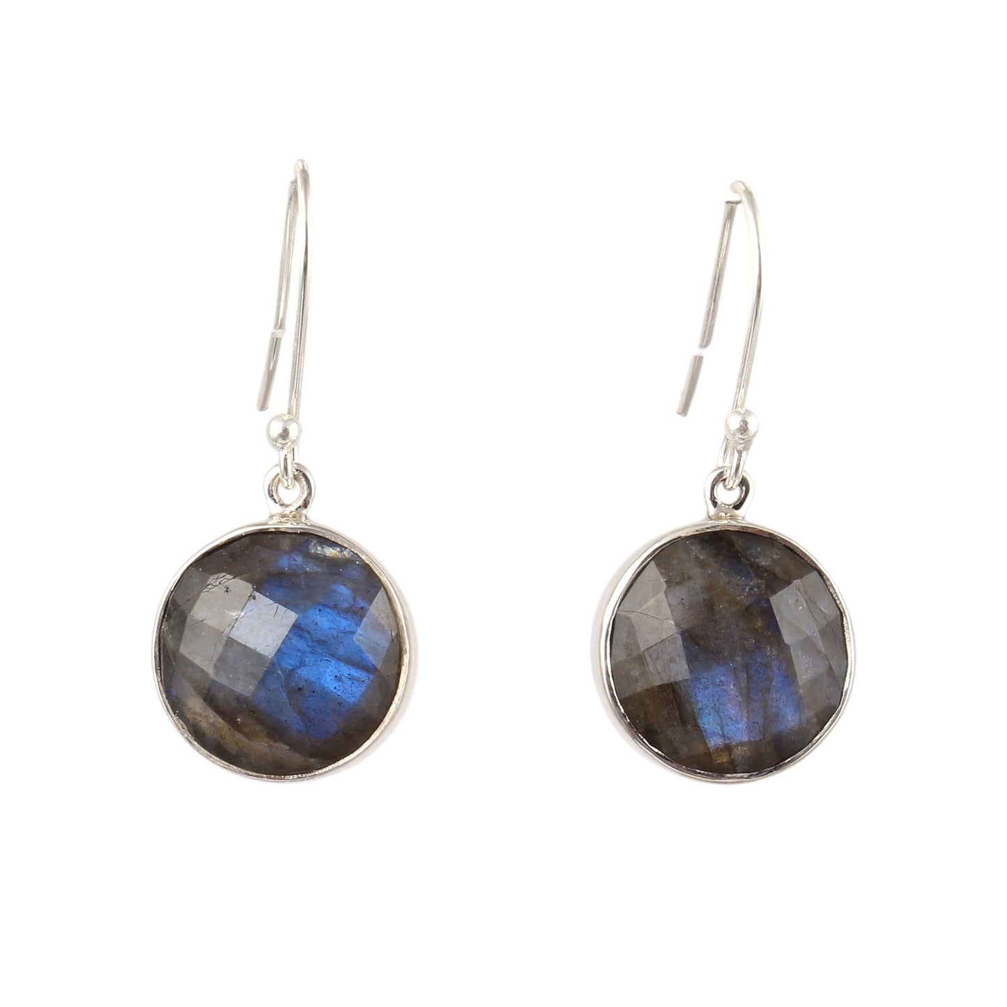 Labradorite Earrings Handmade Vintage 925 Sterling Silver Faceted Round Gemstone Earrings Jewelry Gift For Her