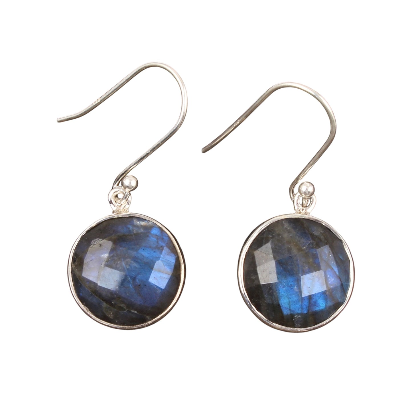 Labradorite Earrings Handmade Vintage 925 Sterling Silver Faceted Round Gemstone Earrings Jewelry Gift For Her