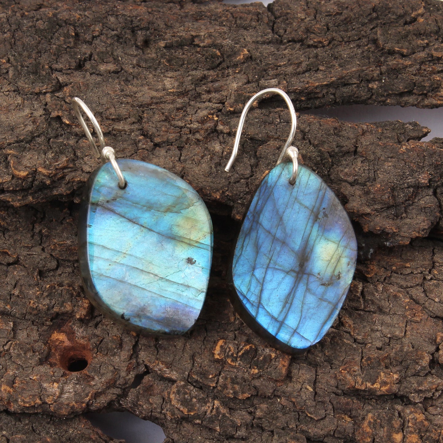 Natural Labradorite Earrings Handmade 925 Sterling Silver Loose Gemstone Earrings