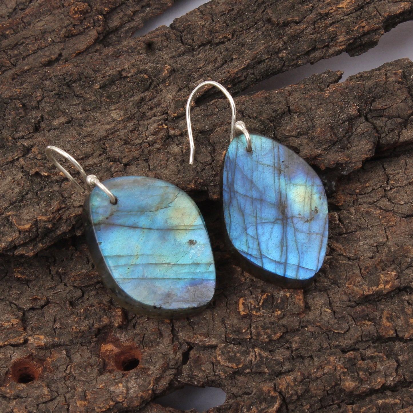 Natural Labradorite Earrings Handmade 925 Sterling Silver Loose Gemstone Earrings