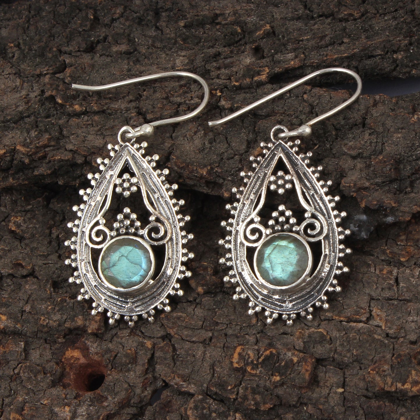 Traditional Labradorite Earrings Handmade Vintage 925 Sterling Silver Faceted Gemstone Earrings Jewelry