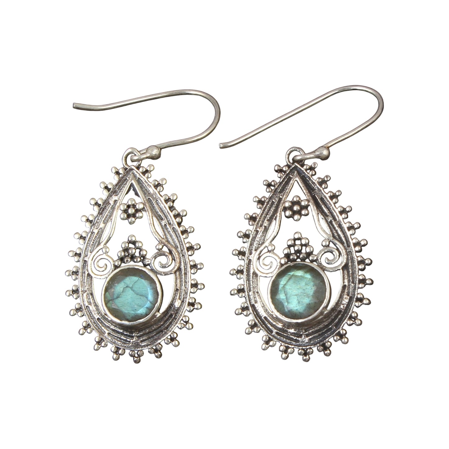 Traditional Labradorite Earrings Handmade Vintage 925 Sterling Silver Faceted Gemstone Earrings Jewelry