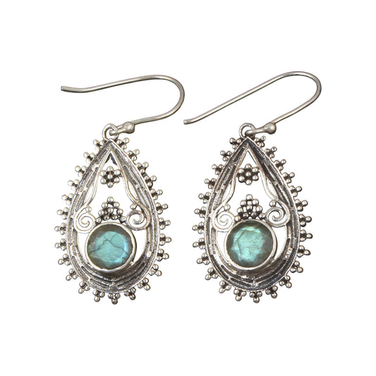 Traditional Labradorite Earrings Handmade Vintage 925 Sterling Silver Faceted Gemstone Earrings Jewelry