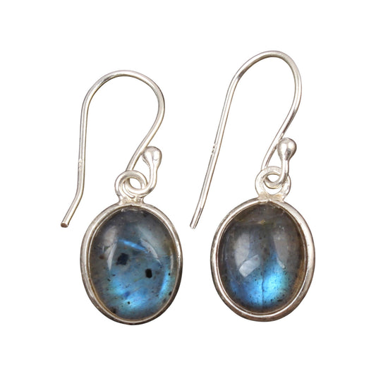 Natural Labradorite Earrings Handmade Bezel 925 Sterling Silver Oval Gemstone Earrings Jewelry Gift For Her