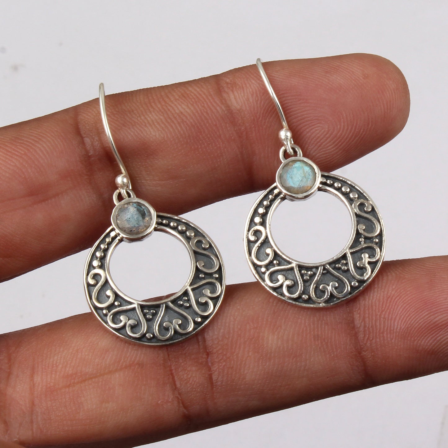 Traditional Labradorite Earrings Handmade 925 Sterling Silver Faceted Natural Gemstone Earrings Jewelry