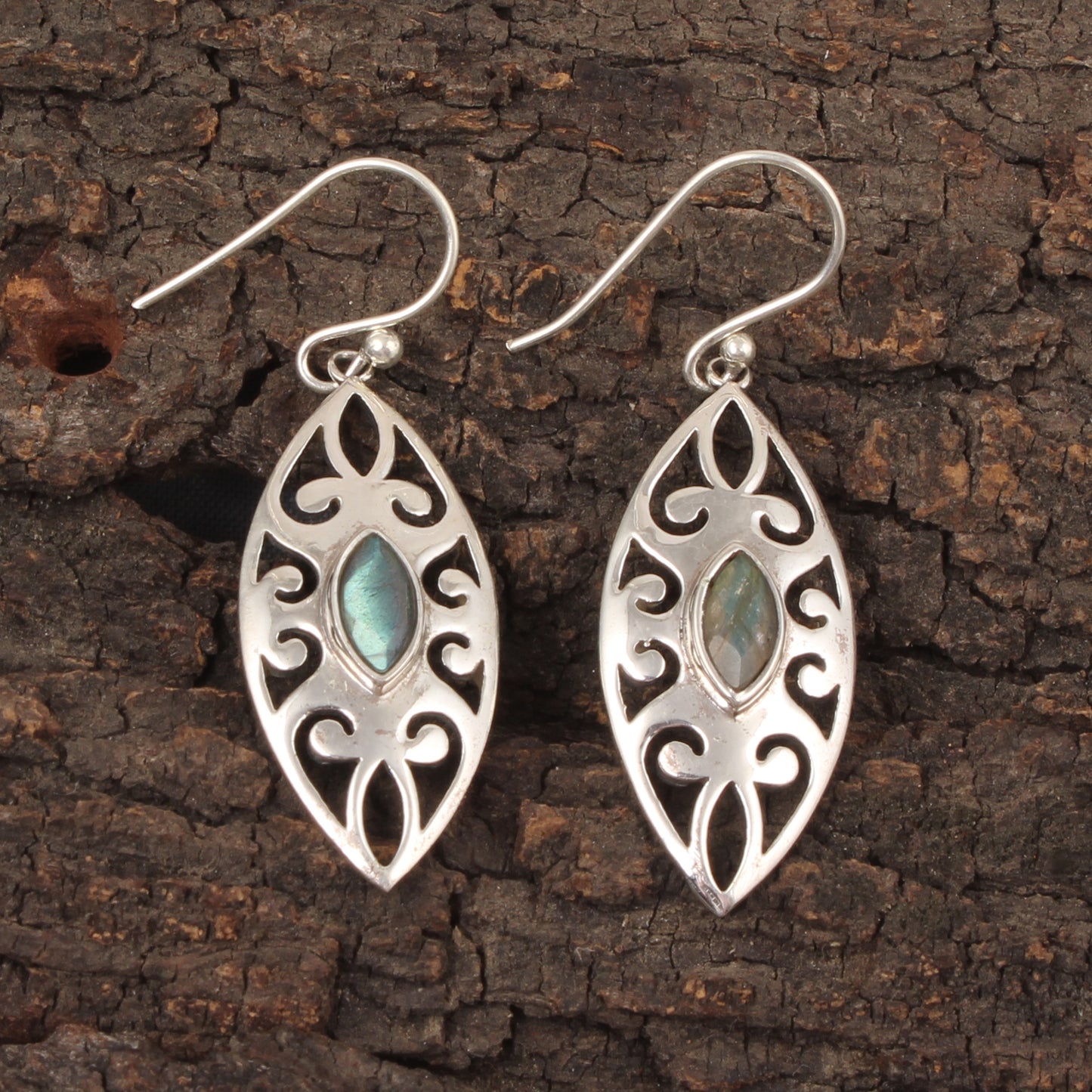 Natural Labradorite Earrings Handmade Artisan 925 Sterling Silver Faceted Gemstone Earrings