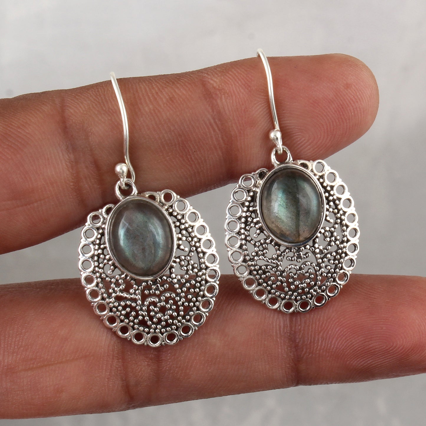 Traditional Labradorite Earrings Handmade Unique Artisan 925 Sterling Silver Natural Gemstone Earrings