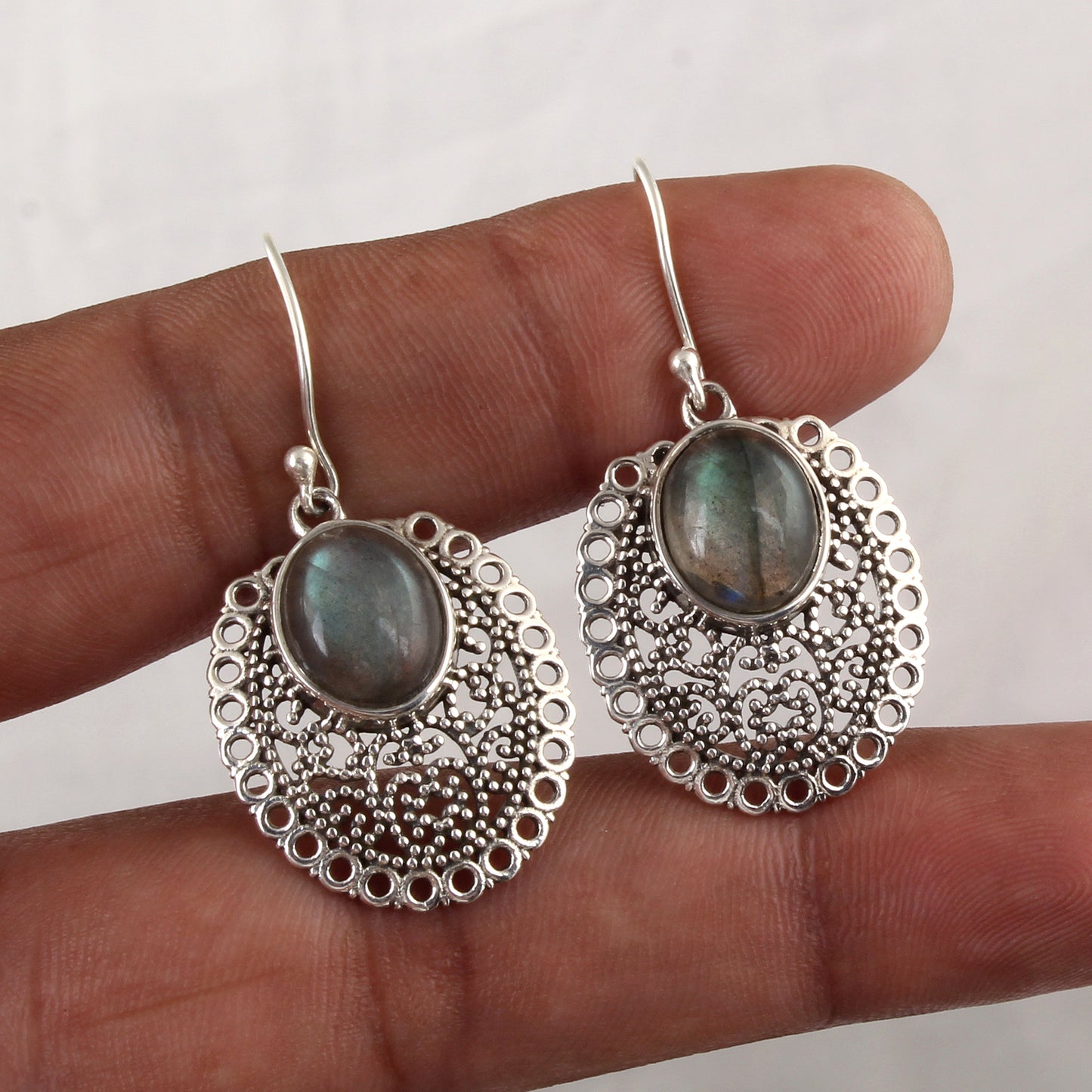 Traditional Labradorite Earrings Handmade Unique Artisan 925 Sterling Silver Natural Gemstone Earrings