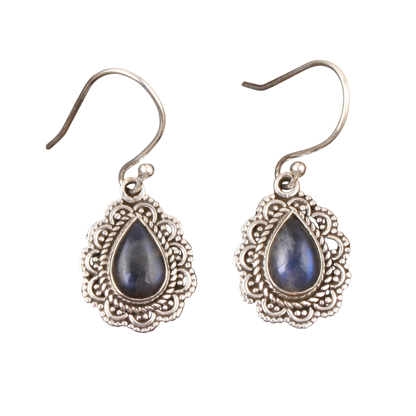 Natural Labradorite Earrings Handmade Traditional 925 Sterling Silver Pear Gemstone Earrings Jewelry Gift For Her