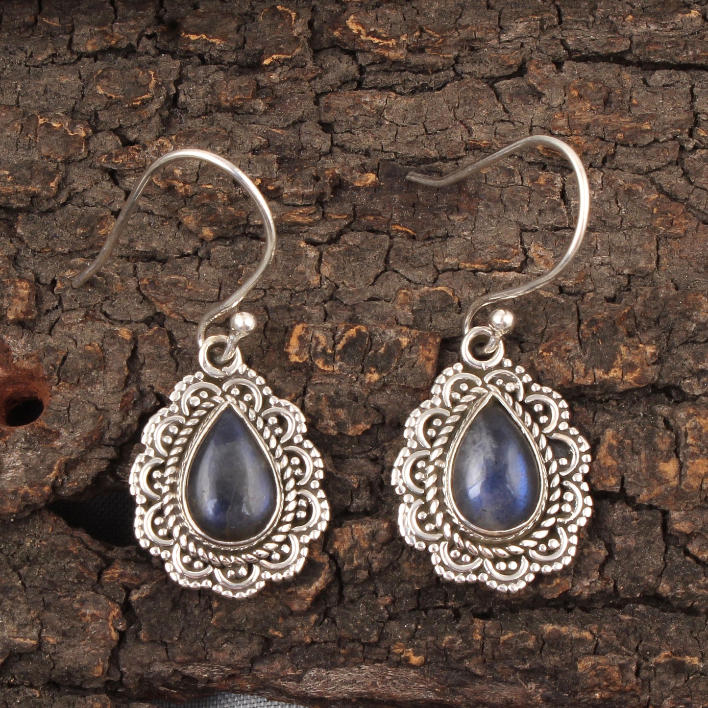 Natural Labradorite Earrings Handmade Traditional 925 Sterling Silver Pear Gemstone Earrings Jewelry Gift For Her