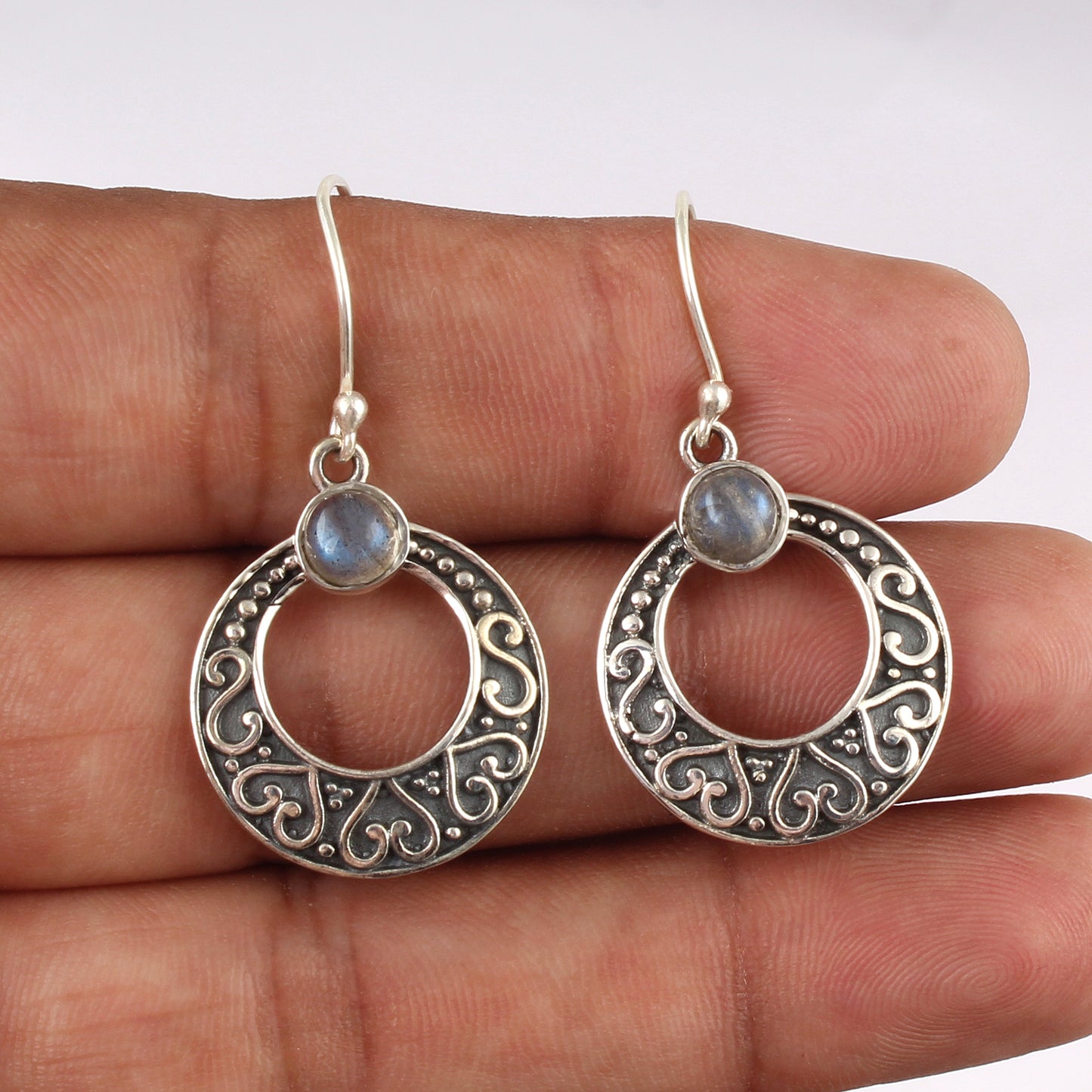 Natural Labradorite Earrings Handmade Traditional 925 Sterling Silver Gemstone Earrings Jewelry Birthday Gift For Her