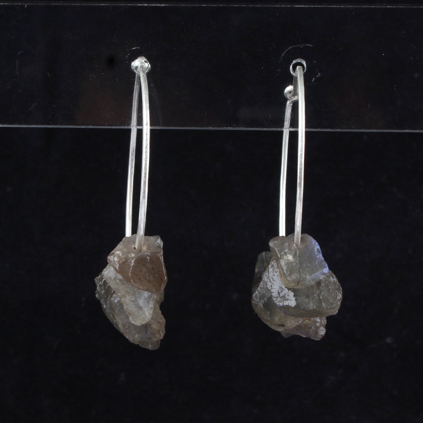 Rough Labradorite Hoop Earrings Handmade 925 Sterling Silver Natural Gemstone Earrings