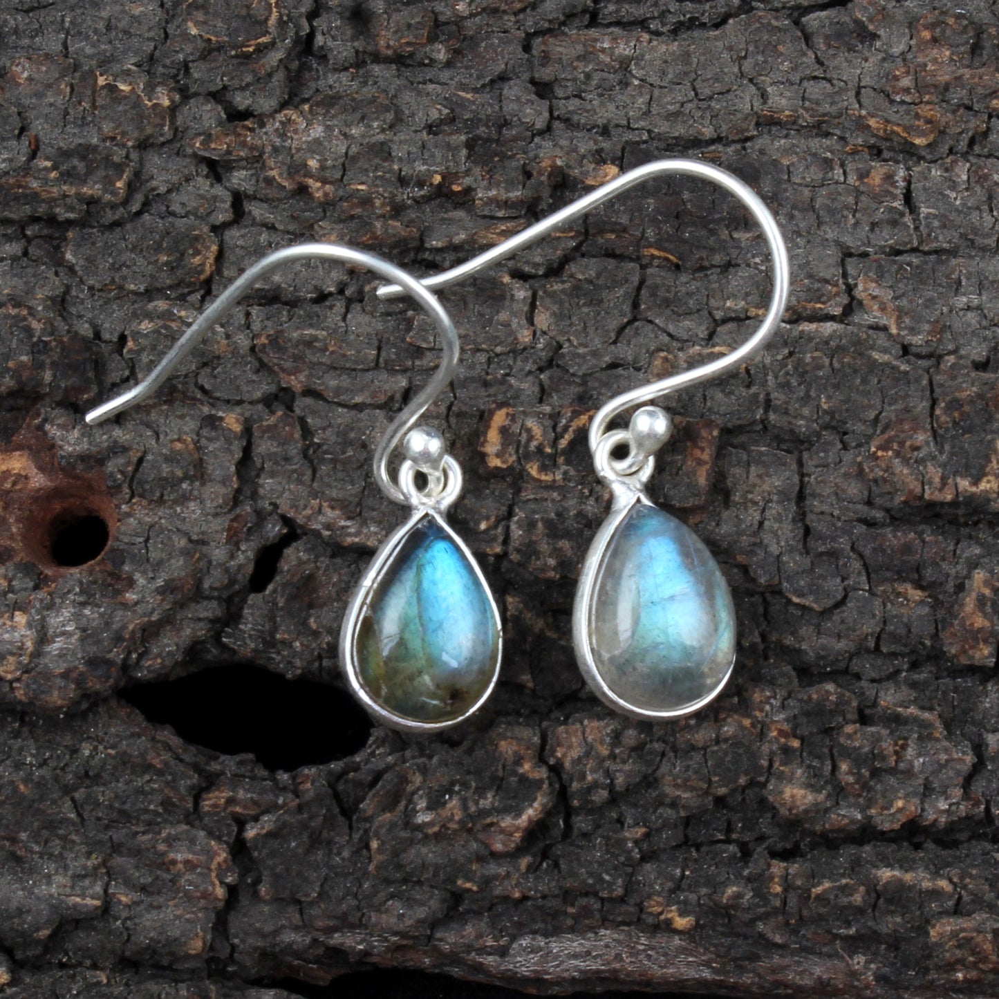 Labradorite Earrings Handmade Bezel 925 Sterling Silver Pear Gemstone Earrings Valentine's Gift For Her