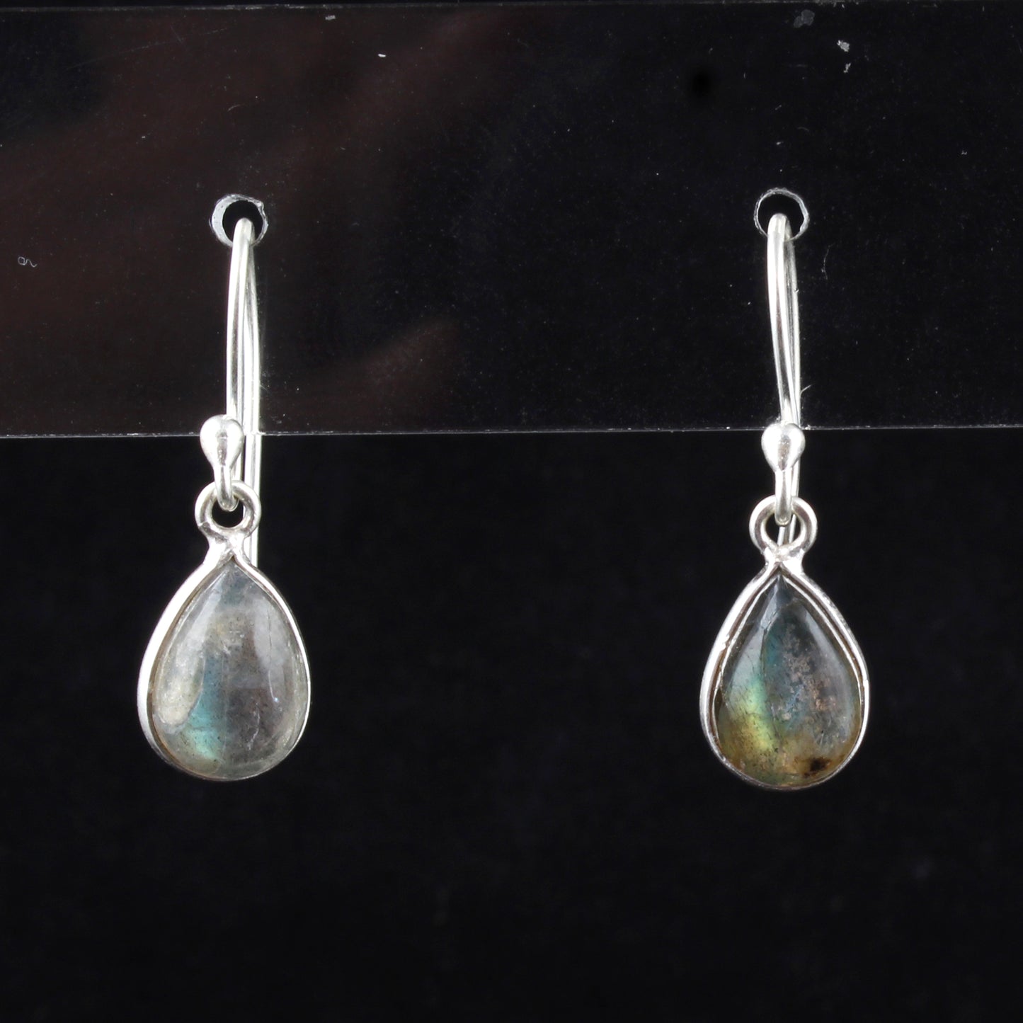 Labradorite Earrings Handmade Bezel 925 Sterling Silver Pear Gemstone Earrings Valentine's Gift For Her