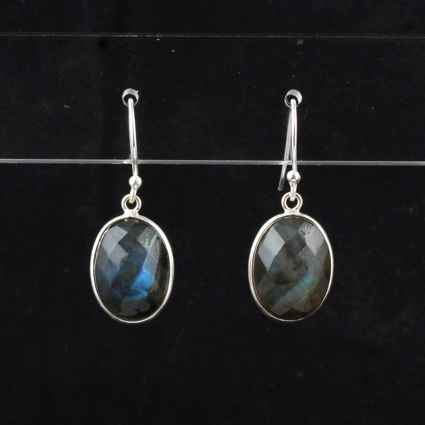 Labradorite Earrings Handmade Bezel 925 Sterling Silver Oval Faceted Gemstone Earrings Valentine's Gift For Her