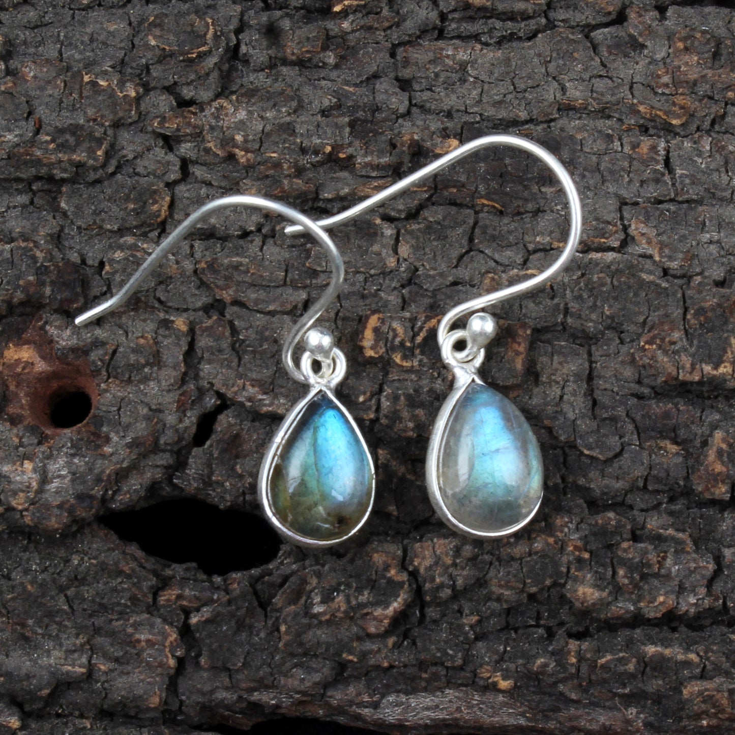 Natural Labradorite Earrings Handmade Bezel 925 Sterling Silver Pear Gemstone Earrings Valentine's Gift For Her