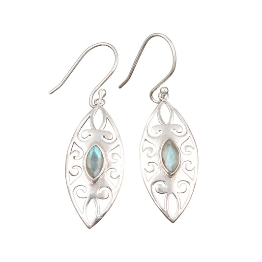 Filigree Boho Labradorite Earrings Handmade 925 Sterling Silver Earrings Christmas Gifts for Women