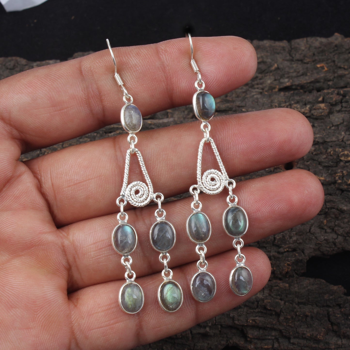 Chandelier Labradorite Earrings Handmade 925 Sterling Silver Long Earrings Natural Gemstone Jewelry