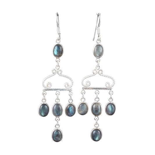 Chandelier Labradorite Earrings Handmade 925 Sterling Silver Long Earrings Gift for Anniversaries or Special Occasions