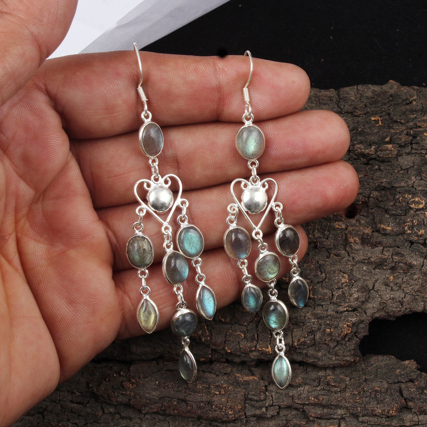 Chandelier Labradorite Earrings 925 Sterling Silver Long Dangle Earrings Gift for Anniversaries or Special Occasions