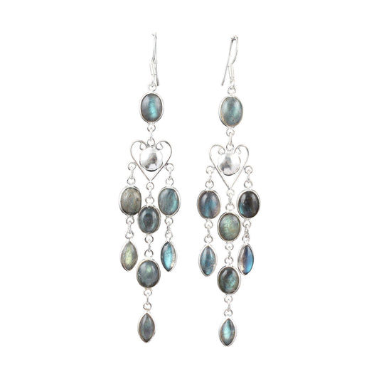 Chandelier Labradorite Earrings 925 Sterling Silver Long Dangle Earrings Gift for Anniversaries or Special Occasions
