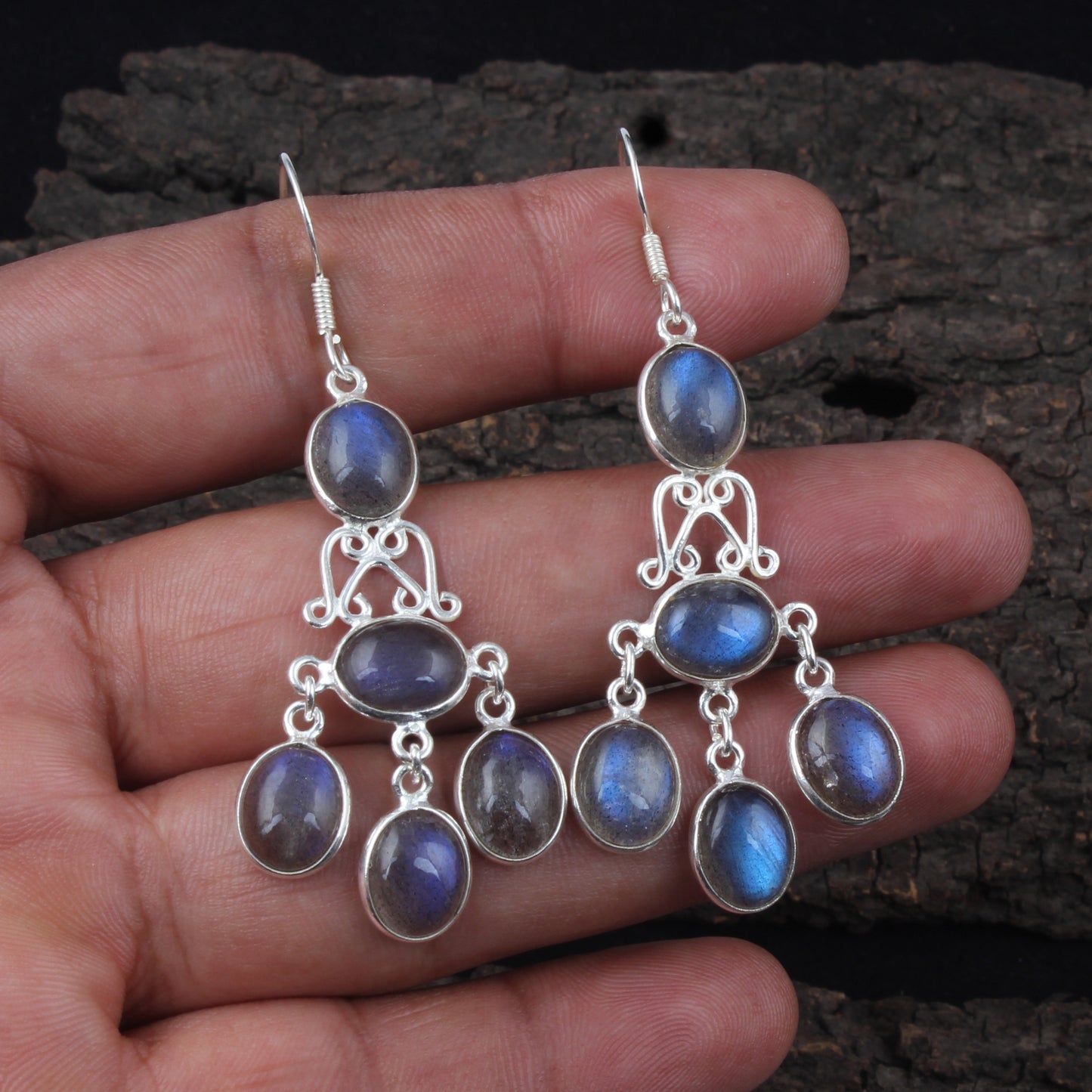 Chandelier Labradorite Earrings Handmade 925 Sterling Silver Dangle Earrings Natural Gemstone Jewelry