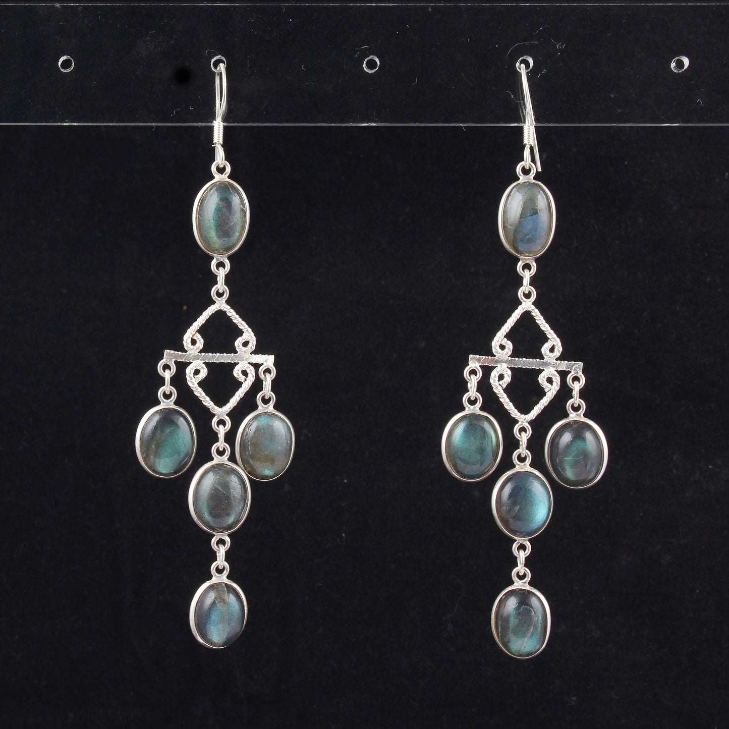 Labradorite Chandelier Earrings Handmade 925 Sterling Silver Dangle Earrings Natural Gemstone Jewelry