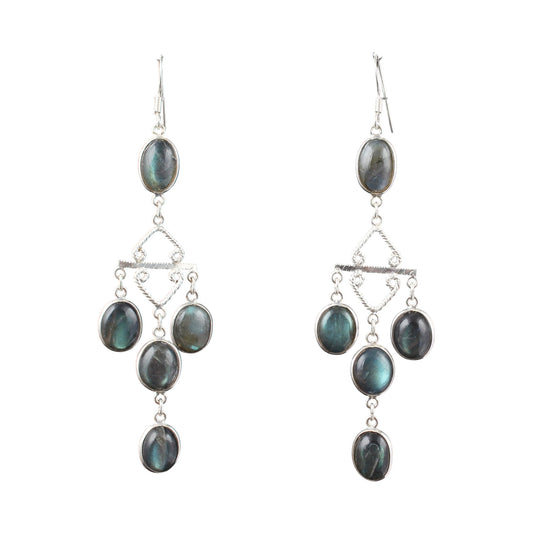 Labradorite Chandelier Earrings Handmade 925 Sterling Silver Dangle Earrings Natural Gemstone Jewelry