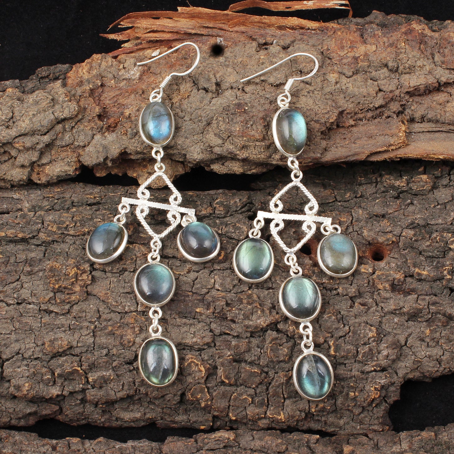 Labradorite Chandelier Earrings Handmade 925 Sterling Silver Dangle Earrings Natural Gemstone Jewelry