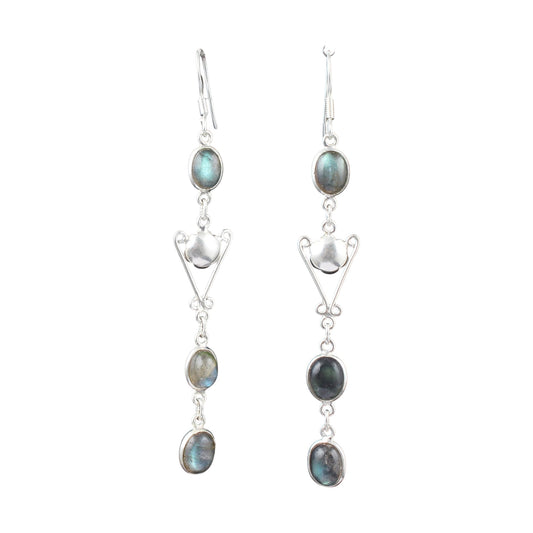 Labradorite Earrings Handmade 925 Sterling Silver Dangle Earrings Natural Gemstone Jewelry