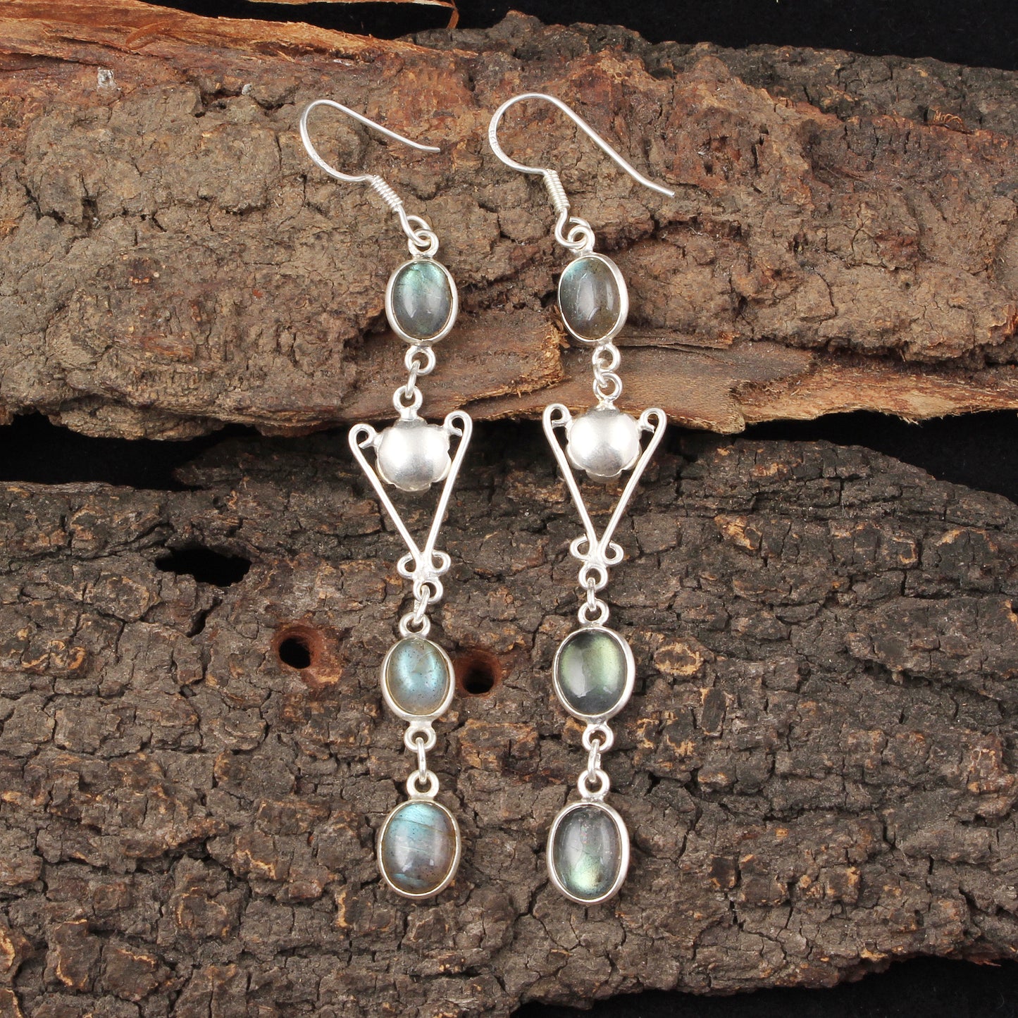 Labradorite Earrings Handmade 925 Sterling Silver Dangle Earrings Natural Gemstone Jewelry