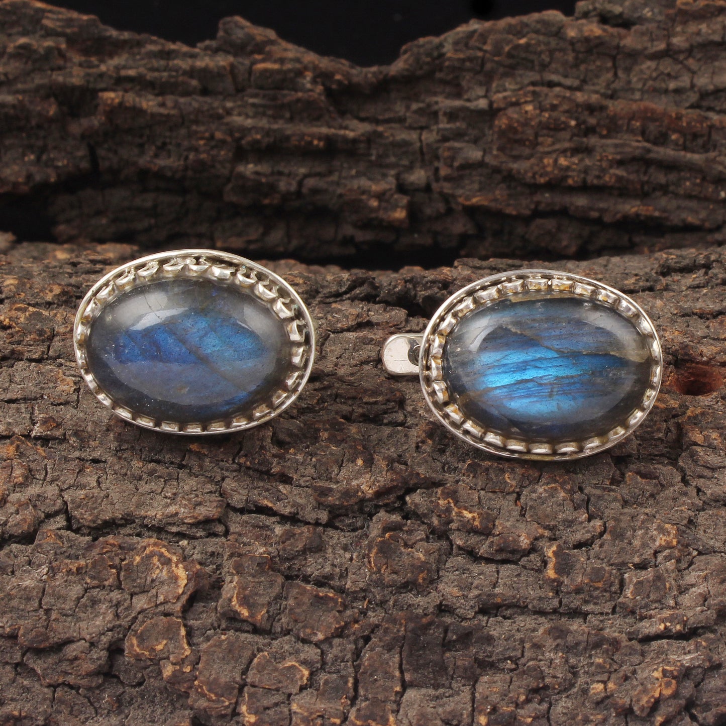 Labradorite Earrings with Russian Lock Handmade 925 Sterling Silver Earrings Openwork Bohemian Earring