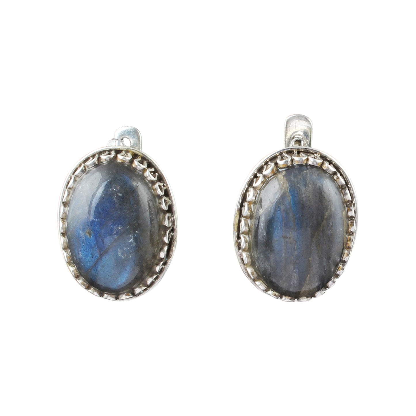 Labradorite Earrings with Russian Lock Handmade 925 Sterling Silver Earrings Openwork Bohemian Earring